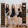 Las Vegas Party Banner Casino Night Party Decorations Welcome Porch Door Sign for Las Vegas Themed Birthday Baby Shower DecorationsBlack