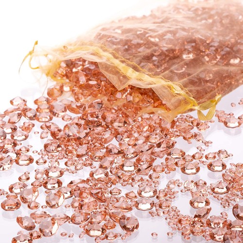 Luxury Rose Gold Diamond Table Confetti Party & Wedding Decorations: Sparkling Acrylic Crystal Scatter Gems Table Décor in Three Sizes