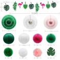 Meiduo Tropical Flamingo Palm Leaves Party Decorations with Paper Fans Paper Lanterns Pom Poms Flowers for Birthday Bridal & Baby Shower Bachelorette Hawaiian Beach Pool Summer Green
