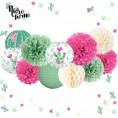 NICROHOME Cactus Bachelorette Party Decorations-12 Pcs Green Rose Pink Ivory Tissue Paper Pom Poms Lantern Flower Confetti 50g for Wedding Birthday Bride Shower Tropical Party Décor