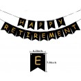 Retirement Party Decoration for Men Women- Black Gold Happy Retirement Banner Retired Sash,Tissue Pom Poms Hanging Swirls,Latex Balloons Foil Star Balloons