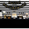 Retirement Party Decorations for Men Women Black Gold Happy Retirement Banner Hanging Swirls Kit for Retirement Party Decor Supplies