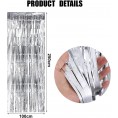 Sdfsdf 9 Pack 3.3 x 8.2 ft Foil Curtains Fringe Curtains Tinsel Backdrop Metallic Shimmer Curtains Photo Booth Props for Birthday Wedding Party Christmas Decorations Silver