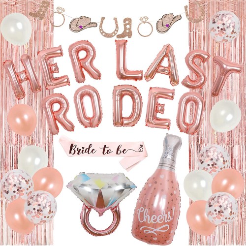 Western Bachelorette Party Decorations Her Last Rodeo Balloons Cowgirl Banner for Bridal Shower Wild West Party Supplies