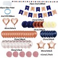 ZERODECO Birthday Decorations for Women Navy Blue Rose Gold Birthday Party Decorations Happy Birthday Banner Paper Pompoms Balloon for Boys Girls Men Women Birthday Party Decorations Supplies